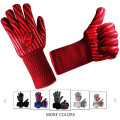 Guantes de barbacoa rojos con manguito largo de 14 pulgadas, 932 grados Fahrenheit Guantes de barbacoa resistentes al calor